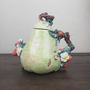 Pear and Strawberries Decorative Teapot by Heritage Mint Collectibles